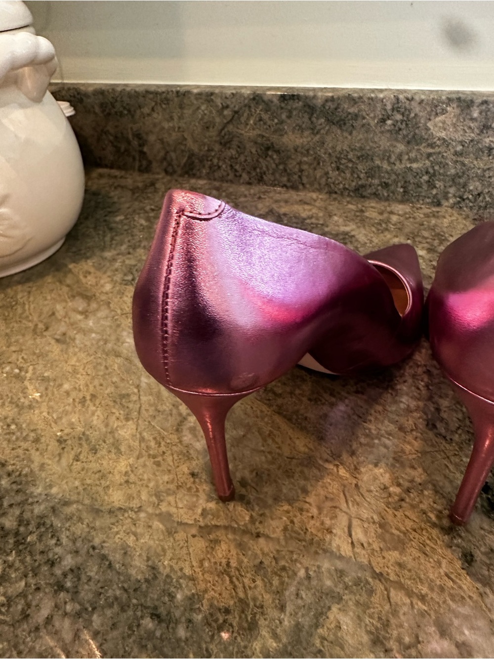 SCHUTZ Metallic Rose-Pink Pointed-Toe Pumps - Picture 3 of 6